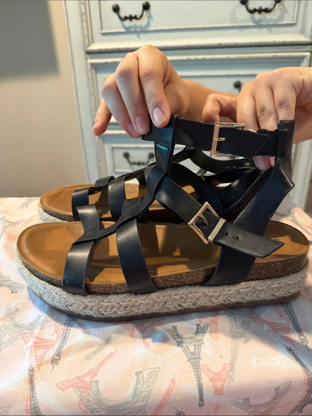 torrid Black Strappy Espadrille Platform Sandals with Tan Footbed